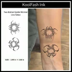 Two abstract spider minimal line disposable temporary tattoo sticker