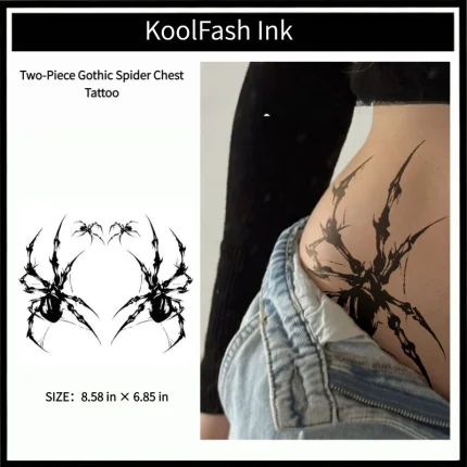 Two-piece gothic spider chest disposable temporary tattoo sticker